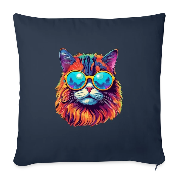 Chat Hippie Psychédélique sur Housse de coussin décorative 45 x 45 cm