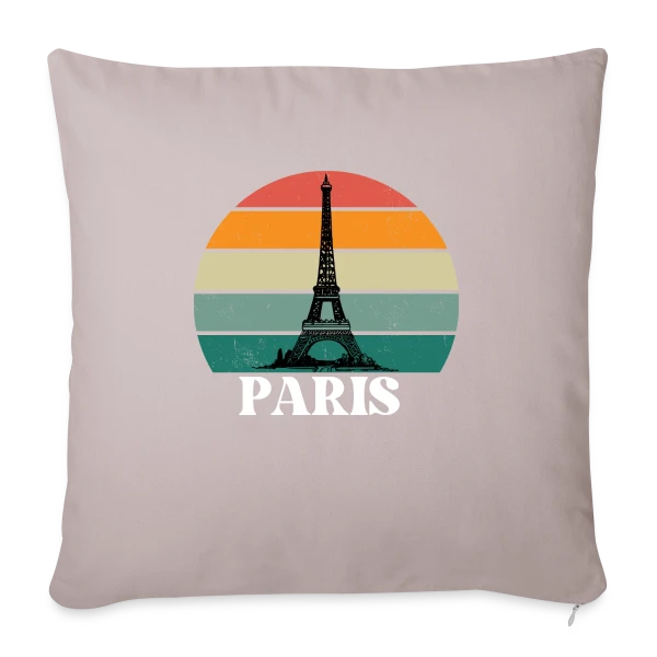 Tour Eiffel Rétro Sunset sur Housse de coussin décorative 45 x 45 cm