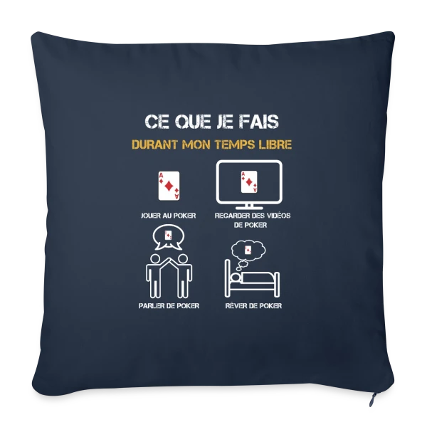 poker temps libre humour sur Housse de coussin décorative 45 x 45 cm