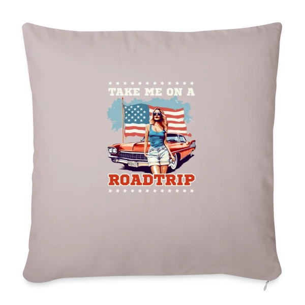 Roadtrip Américain Rétro sur Housse de coussin décorative 45 x 45 cm