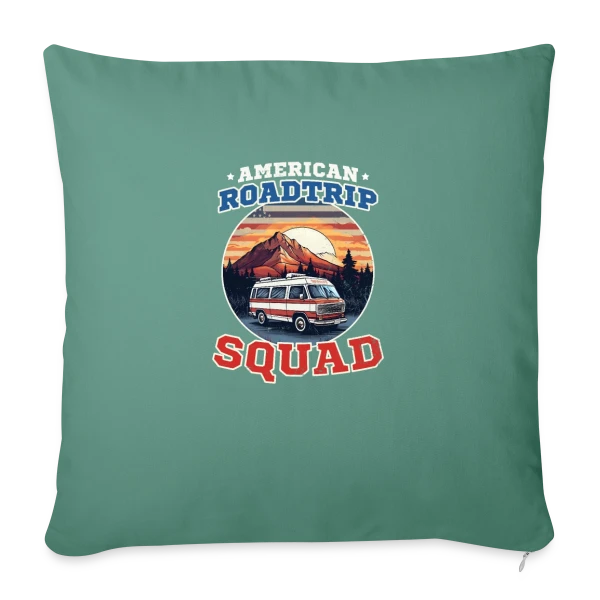 Équipe Road Trip Américain Van sur Housse de coussin décorative 45 x 45 cm