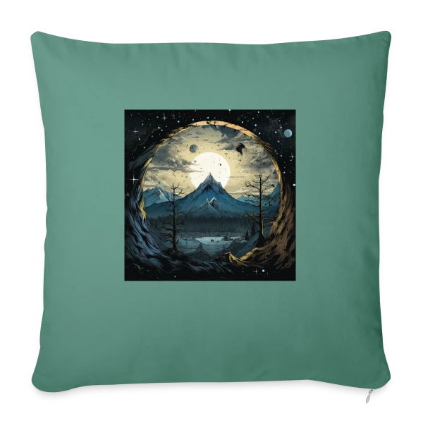 Paysage Montagneux sous la Lune sur Housse de coussin décorative 45 x 45 cm