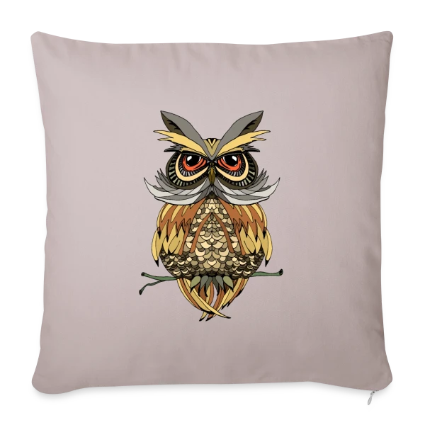 Hibou Majestueux Stylisé sur Housse de coussin décorative 45 x 45 cm