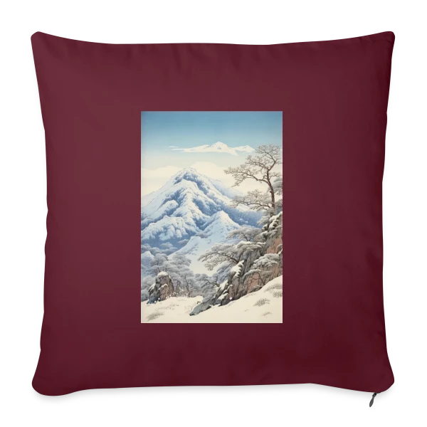 Paysage d'Hiver Asiatique Style Anime Vintage sur Housse de coussin décorative 45 x 45 cm