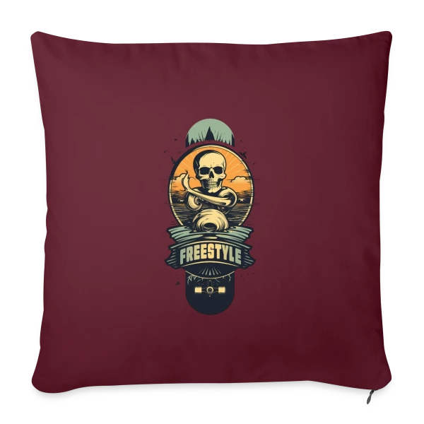 Skateboard Tête de Mort Rétro sur Housse de coussin décorative 45 x 45 cm