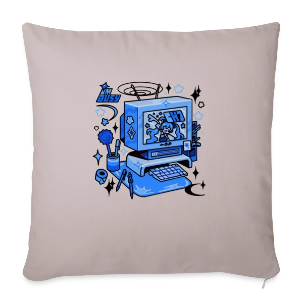 Ordinateur Rétro "I'm Busy" sur Housse de coussin décorative 45 x 45 cm