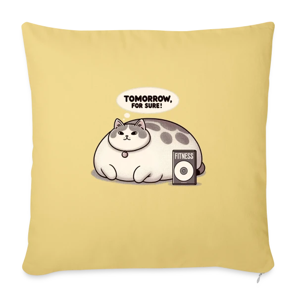 Le Chat Paresseux du Fitness : Demain, c'est sûr ! sur Housse de coussin décorative 45 x 45 cm