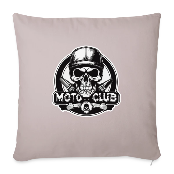 Tête de Mort Motard Rétro – Club Moto sur Housse de coussin décorative 45 x 45 cm