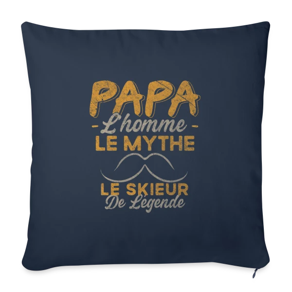 Papa Skieur de Légende - Humour Cadeau Ski sur Housse de coussin décorative 45 x 45 cm