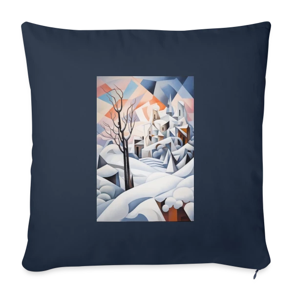Paysage Hivernal Géométrique sur Housse de coussin décorative 45 x 45 cm