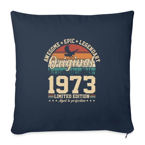 Légende Vintage 1973 sur Housse de coussin décorative 45 x 45 cm
