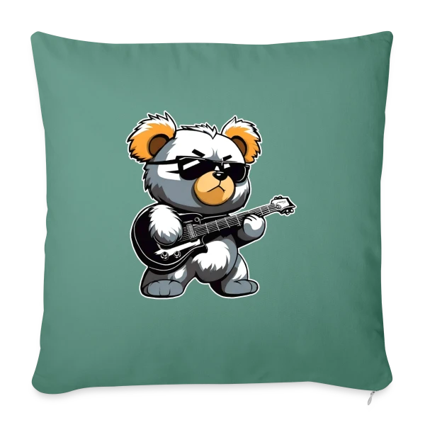 Ours en Peluche Heavy Metal à la Guitare sur Housse de coussin décorative 45 x 45 cm