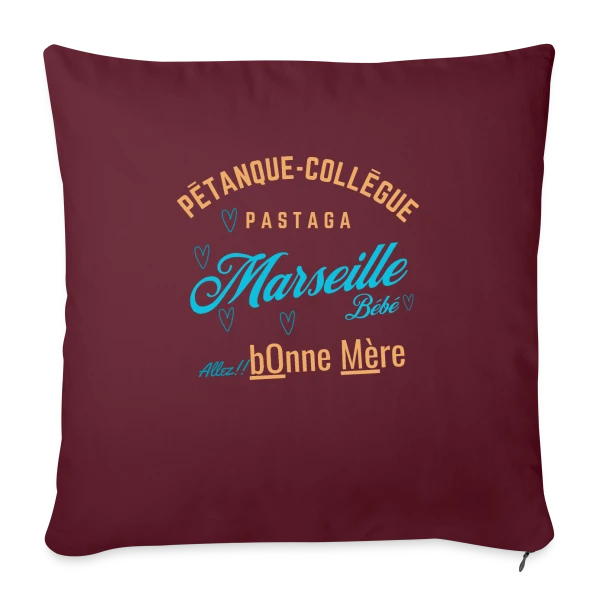 Mots Doux de Marseille sur Housse de coussin décorative 45 x 45 cm