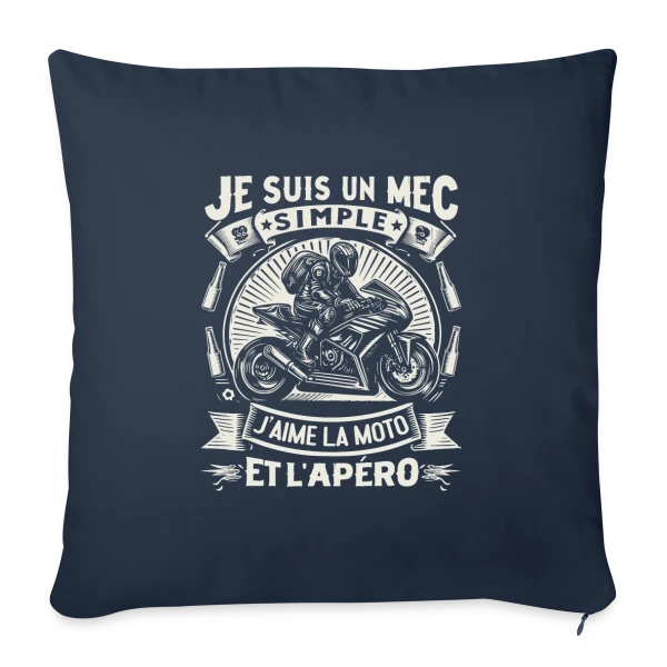 Humour Moto & Apéro - Pour Mec Simple sur Housse de coussin décorative 45 x 45 cm