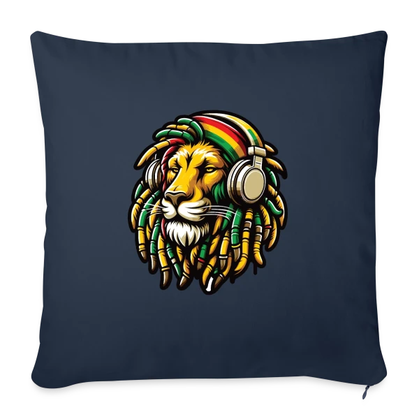 Lion Rasta Musique sur Housse de coussin décorative 45 x 45 cm