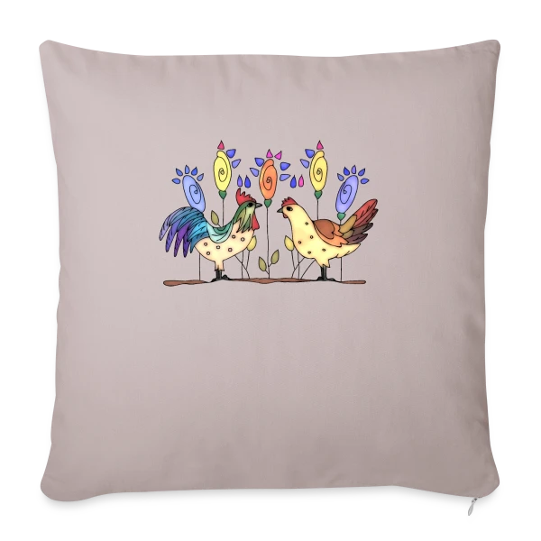 Duo Fermier Coq & Poule sur Housse de coussin décorative 45 x 45 cm