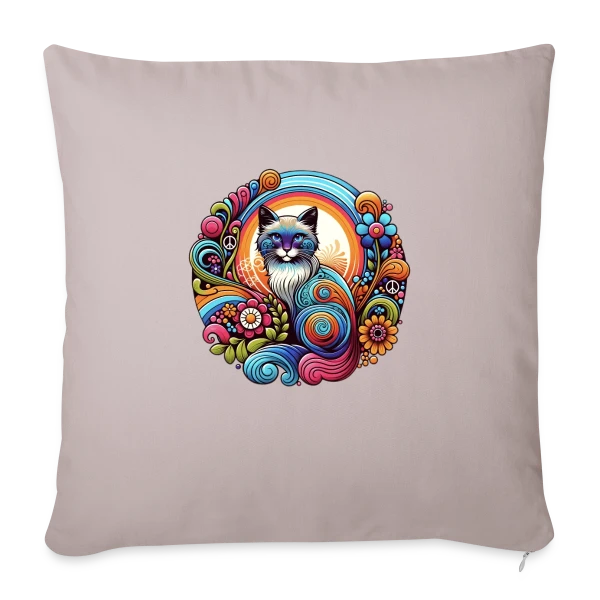 Chat Psychédélique Années 70 sur Housse de coussin décorative 45 x 45 cm