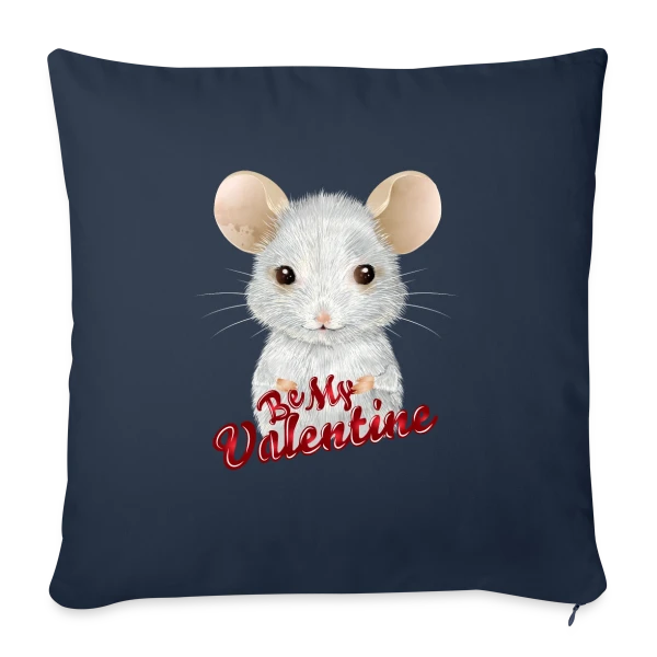Adorable Souris Blanche de la Saint-Valentin sur Housse de coussin décorative 45 x 45 cm