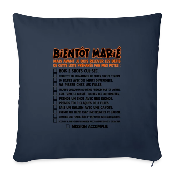 Défis EVG Futur Marié sur Housse de coussin décorative 45 x 45 cm