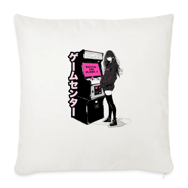Fille Anime Gaming - En Attente du Joueur 2 sur Housse de coussin décorative 45 x 45 cm