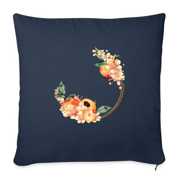Pêche et Fleur en Couronne Tendance sur Housse de coussin décorative 45 x 45 cm