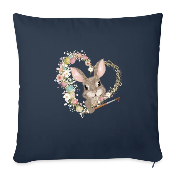 Lapin de Pâques Artiste : Cœur d'Œufs Pastel sur Housse de coussin décorative 45 x 45 cm