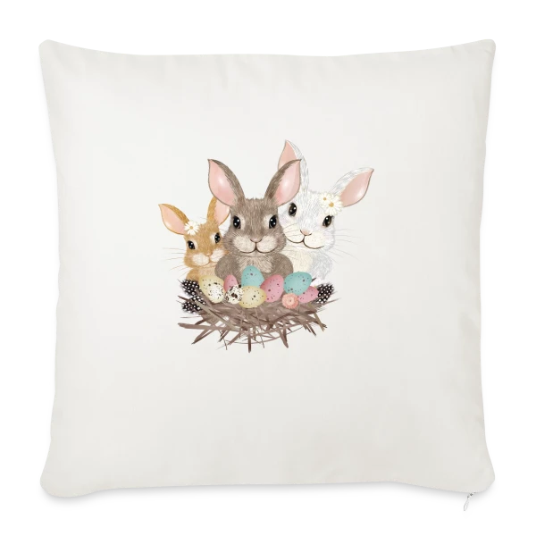 Famille de Lapins de Pâques Pastel Adorables sur Housse de coussin décorative 45 x 45 cm