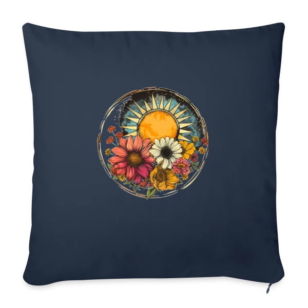 Soleil Floral Bohème sur Housse de coussin décorative 45 x 45 cm