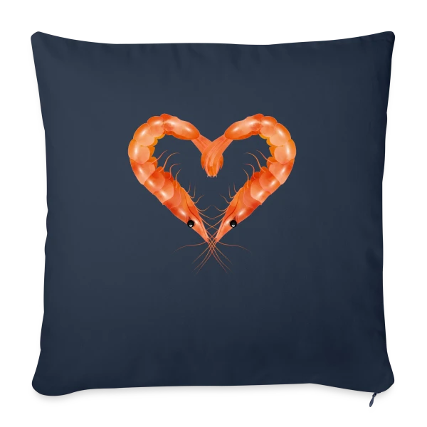 Cœur de Crevettes Roses sur Housse de coussin décorative 45 x 45 cm