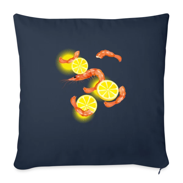 Crevettes et Citron Frais sur Housse de coussin décorative 45 x 45 cm