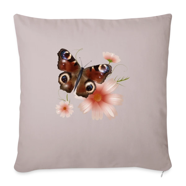 Papillon Paon-du-Jour Éclatant de Roses sur Housse de coussin décorative 45 x 45 cm