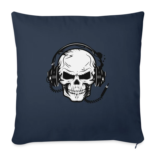 Tête de Mort Casque Audio - Esprit Rock sur Housse de coussin décorative 45 x 45 cm