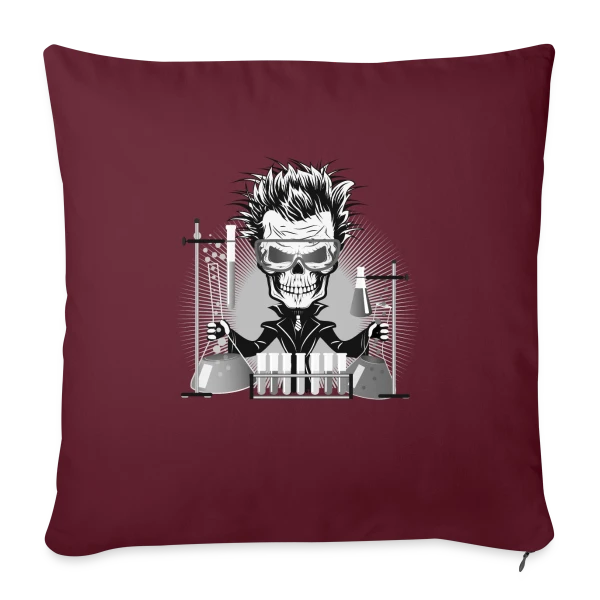 Crâne Scientifique Déjanté au Labo sur Housse de coussin décorative 45 x 45 cm