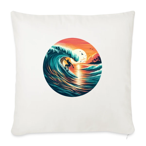 Sunset Surfer | T-Shirt Ambiance Plage & Coucher de Soleil sur Housse de coussin décorative 45 x 45 cm