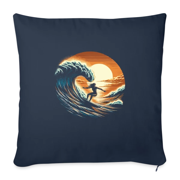 Sunset Surfing Girl - Vague & Coucher de Soleil sur Housse de coussin décorative 45 x 45 cm