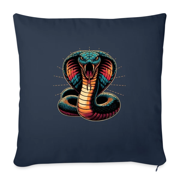 Cobra Royal Éclatant : Style Dynamique et Vives Couleurs sur Housse de coussin décorative 45 x 45 cm