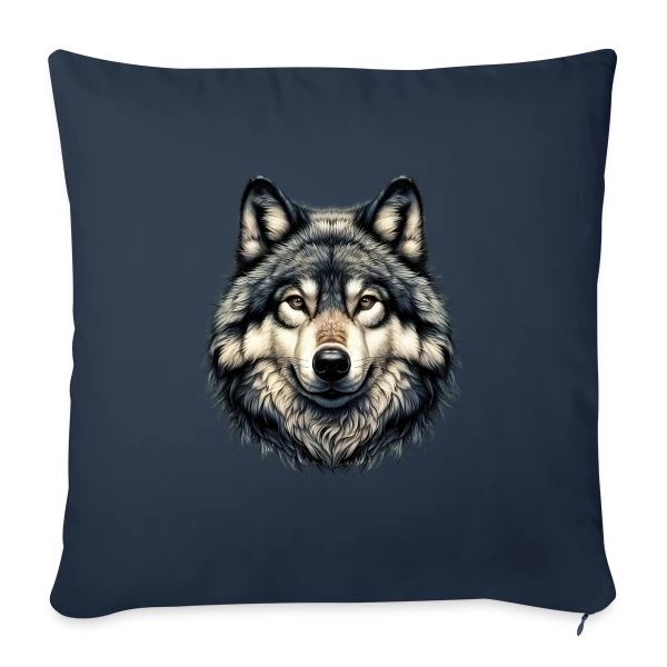 Tête de Loup Réaliste sur Housse de coussin décorative 45 x 45 cm