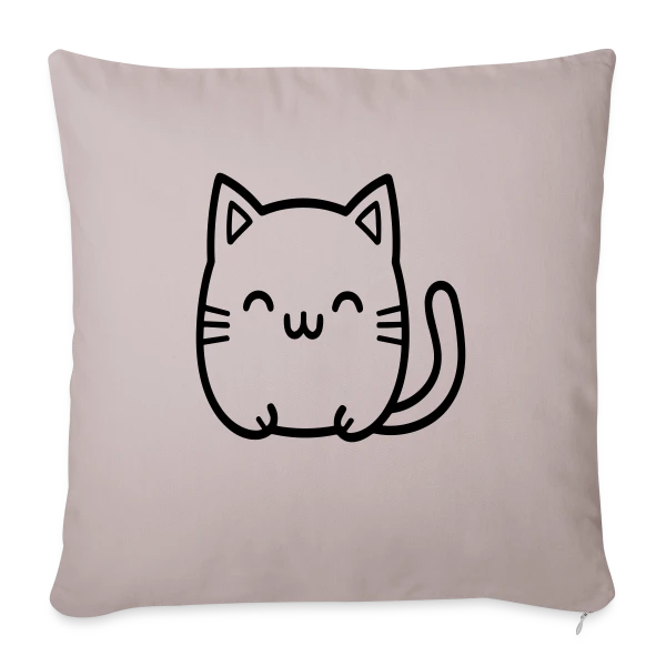 Chat Kawaii Souriant sur Housse de coussin décorative 45 x 45 cm