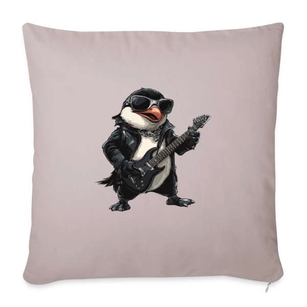 Pinguin Rocker Guitariste Heavy Metal sur Housse de coussin décorative 45 x 45 cm