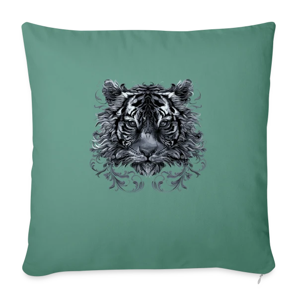 Tigre Majestueux Ornemental sur Housse de coussin décorative 45 x 45 cm