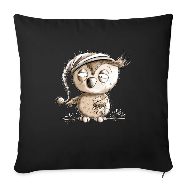 Petite Chouette de Nuit Endormie sur Housse de coussin décorative 45 x 45 cm