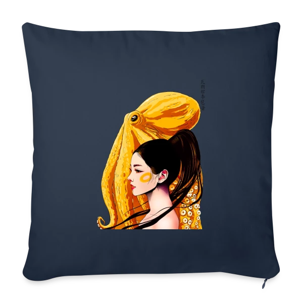 Poulpe aux Anneaux Jaunes Vifs sur Housse de coussin décorative 45 x 45 cm