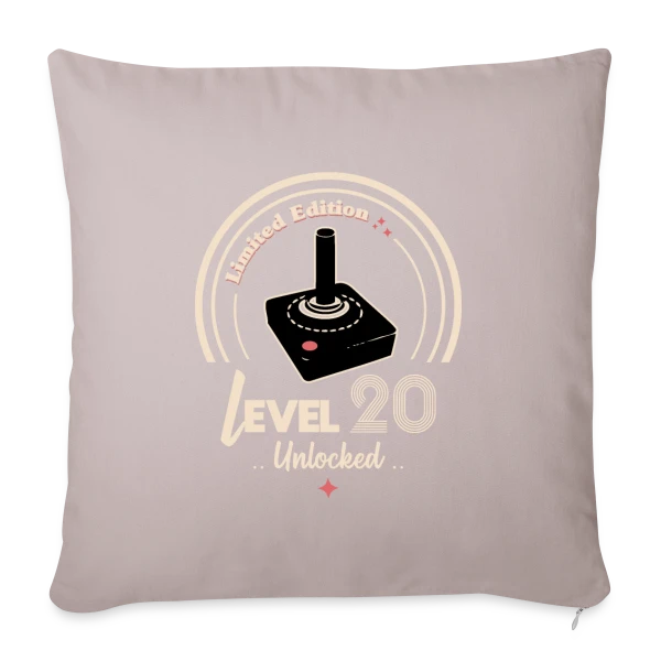 Gaming "Niveau 20 Débloqué" - Rétro Anniversaire sur Housse de coussin décorative 45 x 45 cm