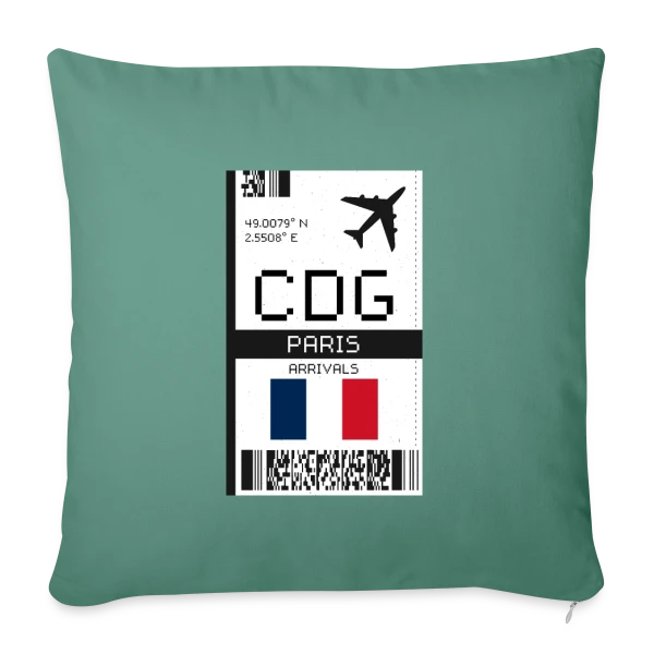 Billet d'Avion Paris CDG sur Housse de coussin décorative 45 x 45 cm
