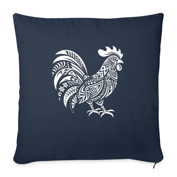 Coq Tribal : Symbole de Force et Fierté sur Housse de coussin décorative 45 x 45 cm