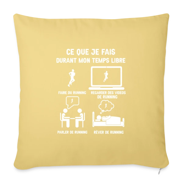 Mon Temps Libre ? Je Fais du Running ! sur Housse de coussin décorative 45 x 45 cm