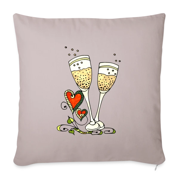 Verres Cœurs & Fêtes sur Housse de coussin décorative 45 x 45 cm