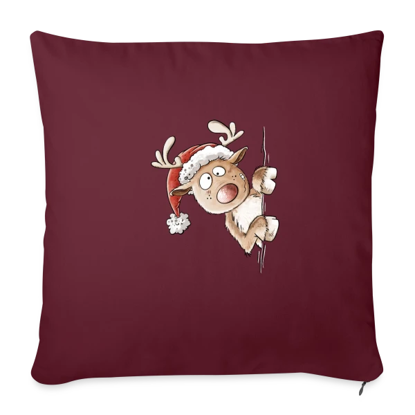 Renne Espiègle de Noël sur Housse de coussin décorative 45 x 45 cm
