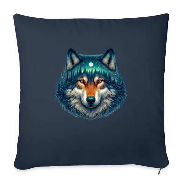 Loup Forêt Étoilée sur Housse de coussin décorative 45 x 45 cm