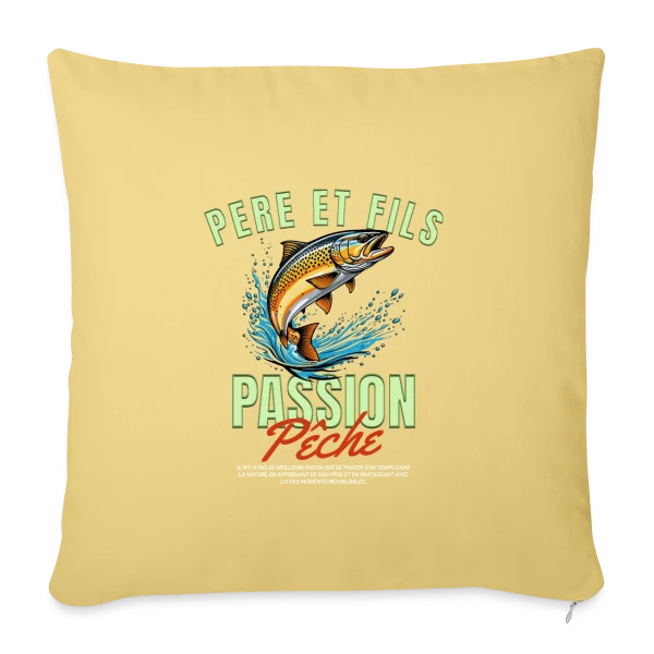 Pêche Père Fils : Complicité en Nature sur Housse de coussin décorative 45 x 45 cm